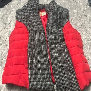 RUFF HEWN vest women’s size, small houndstooth, and red